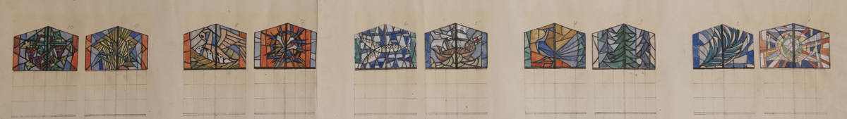 Glassmalerier til sydveggen i Nedre Eiker kirke.