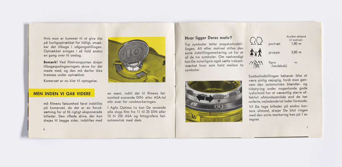 Bruksanvisning til kameramodell Optima 1a produsert av Agfa fra 1962. Bruksanvisningen er på dansk med både tekst og illustrasjon. Optima 1a var et tidlig helautomatisk kamera.

Samlingen består av diverse fotoutstyr og andre gjenstander som har tilhørt Synnøve Brændshøi sitt fotoatelier. De fleste er nok fra 1940- og 50-tallet.