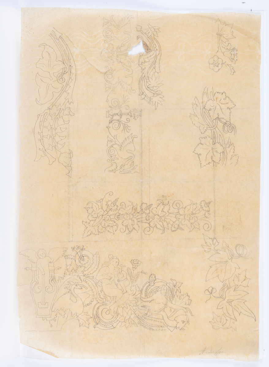 Förlagor till interiör målning, text i nedre vänstra hörn "Andersson".