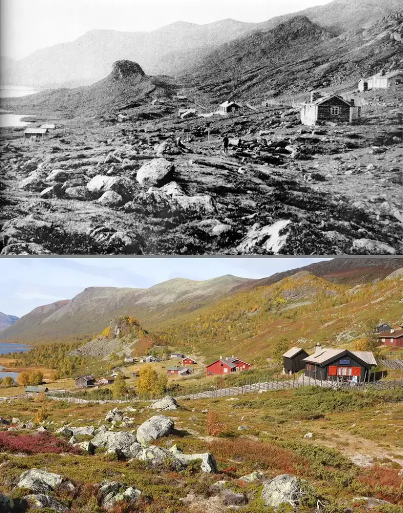fjellandskap før i tida og nå
