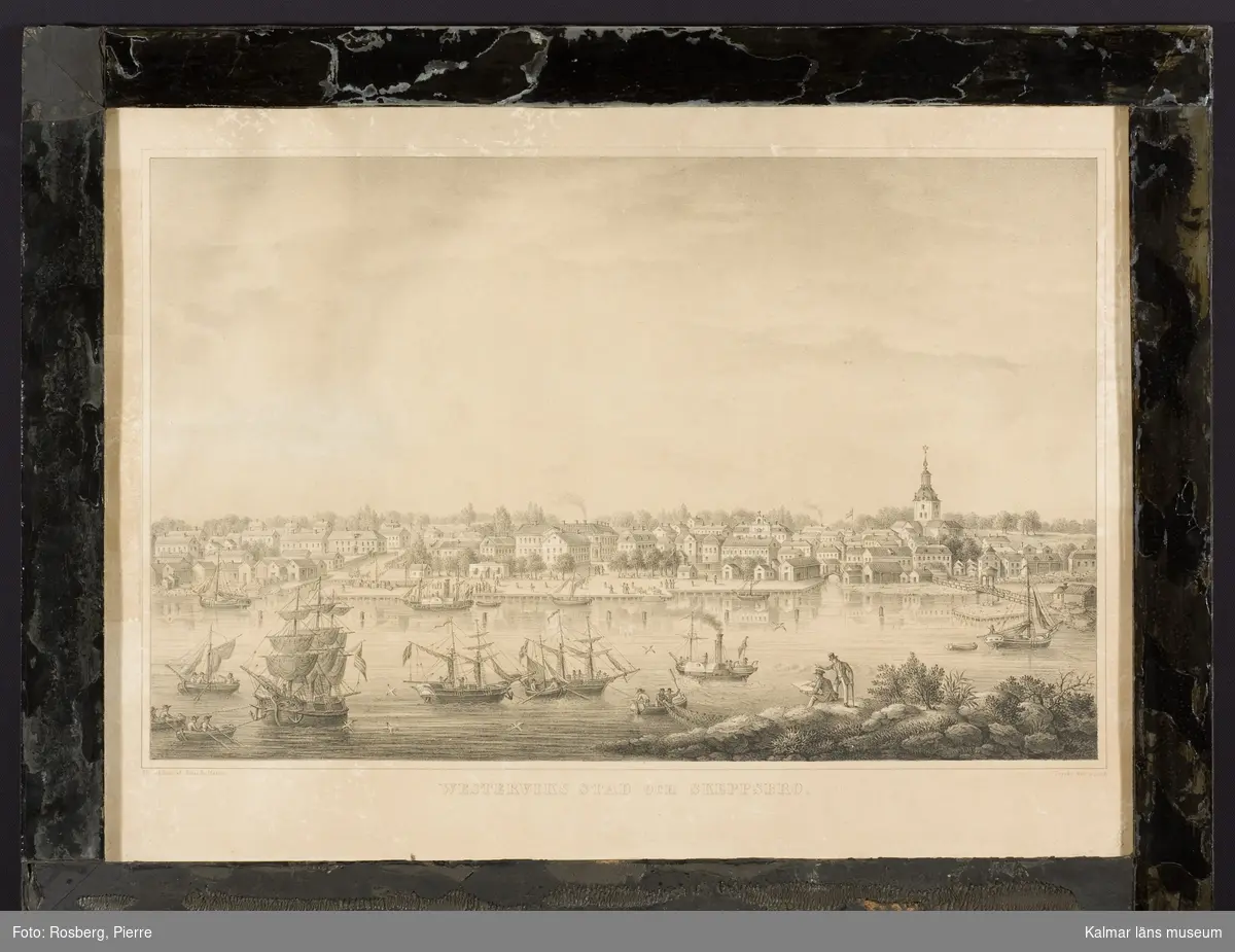 Västerviks stad, vy med hamnen och centrum.