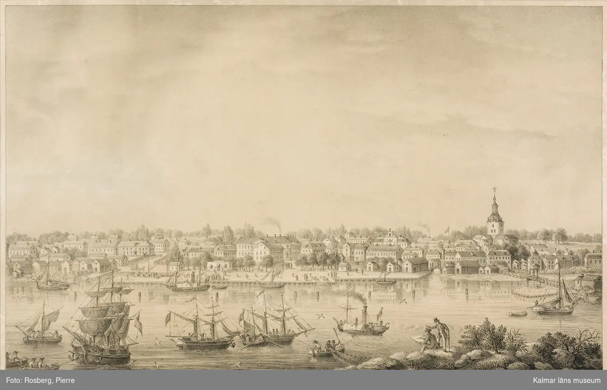 Västerviks stad, vy med hamnen och centrum.