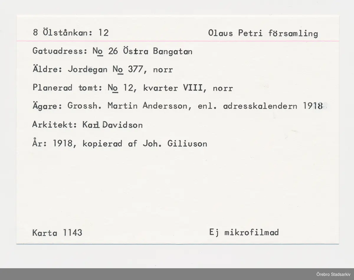 Ägare: Martin Andersson, arkitekt: Karl Davidson