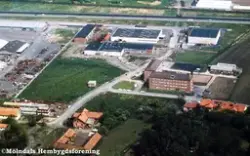 Flygfoto över del av Mölndal, ca 1966. I förgrunden ses Kärr