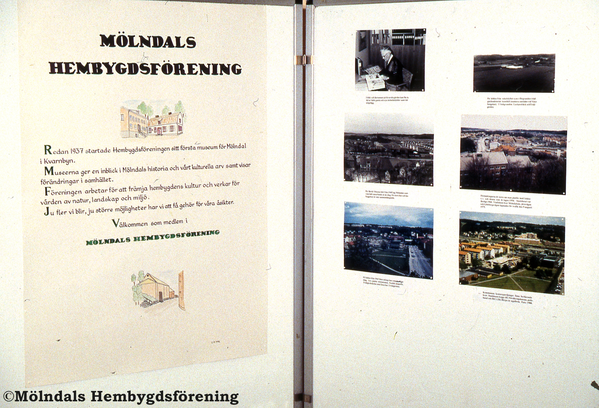 Bibloteket i Mölndal den 3 januari 1997. Hembygdsföreningen ställer ut på biblioteket från 3/1 1997.