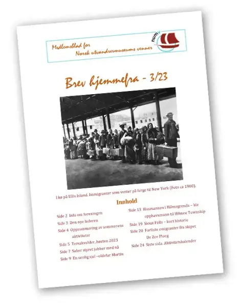 Bilde av medlemsbladet til Norsk Utvandrermuseums Venneforening