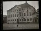 Byggnadsställning framför en del av fasaden på Rådhuset, Stortorget.