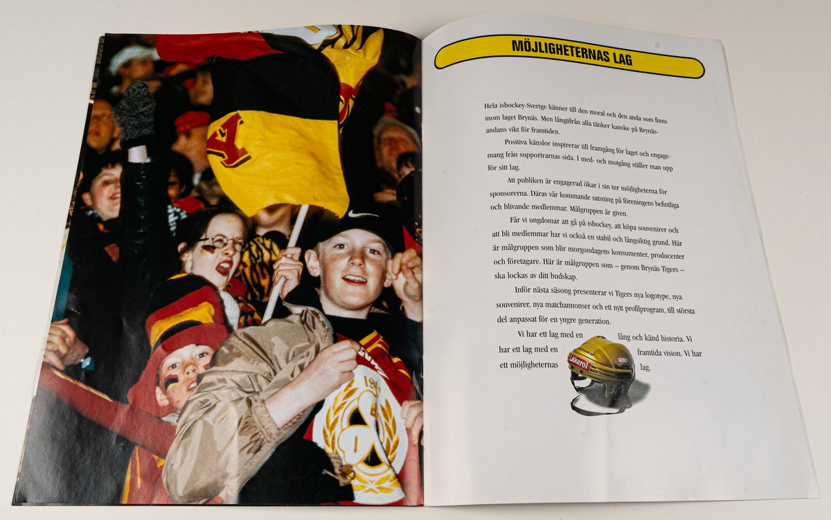 Reklamblad i färgtryck, för Brynäs Tigers.