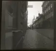 Högbergsgatan på Södermalm. Katarina kyrka skymtar i bakgrunden. Stockholm.
61/1941 Konrad Elméus Nm 87