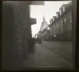 Högbergsgatan på Södermalm. Katarina kyrka skymtar i bakgrunden. Stockholm.
61/1941 Konrad Elméus Nm 87