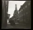 Högbergsgatan. Katarina kyrka med byggnadsställningar kring tornet. Södermalm, Stockholm.
61/1941 Konrad Elméus Nm 104