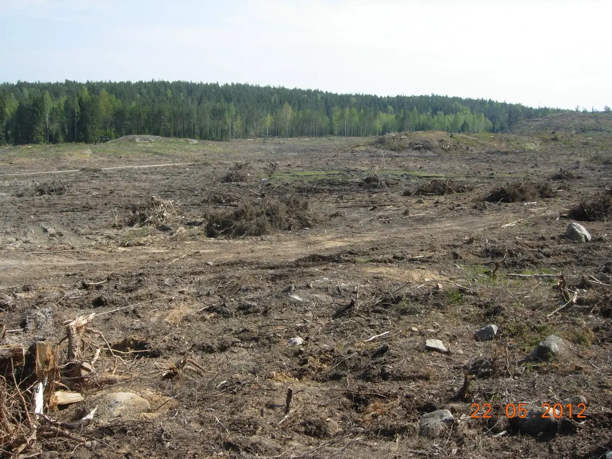 Albybergs Industriområde. Det som skall bli industriområde har avverkats från skog våren 2012, och förbereds för sprängning av berg.