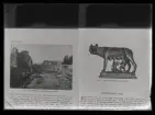 Avfotograferade sidor ur bok. Hippodrom och staty av varginna, Rom. Dir. Celsing, Kolbäck.
Ur Gustaf Åhmans samling.