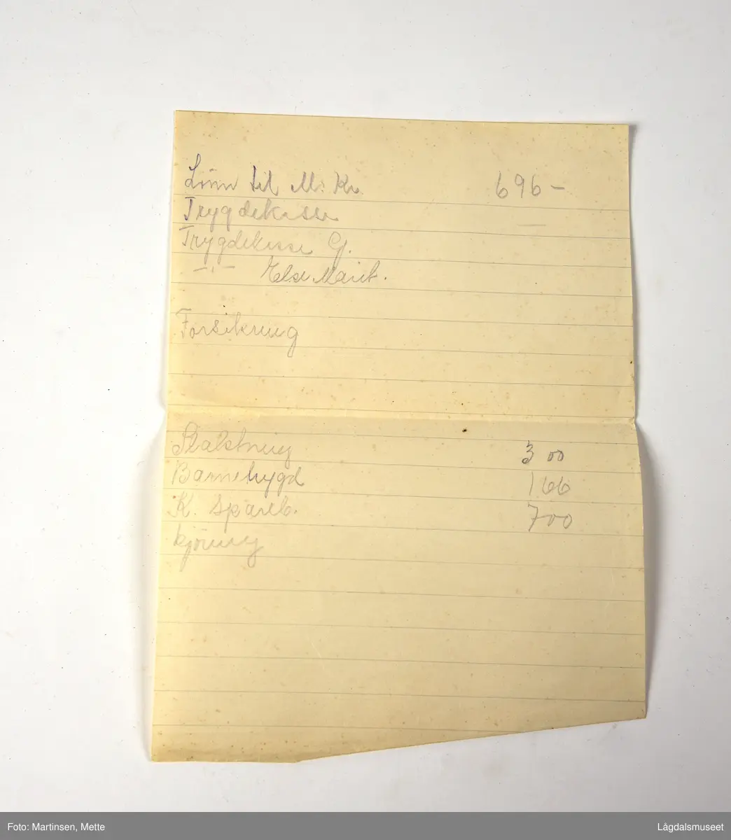 Notisbok brukt av Gunnulf Blårud ved loggføring av slaktearbeidet på siste halvdel av 1940-tallet. I tillegg to rundskriv. Det første gjelder priskunngjøring nr. 8/47 angående prisbestemmelser for omgangsslakting i Buskerud, Vestfold og Telemark fylker. Det andre er priskunngjøring nr. 1 1947 for maksimalpriser for godskjøring med hest i Buskerud, Vestfold og Telemark fylker.