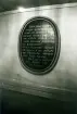 Minnestavla i Hälleberga kyrka, innan den brann ned 1976. Inskription: 