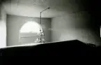 Interiör från Hälleberga kyrka innan branden 1976.