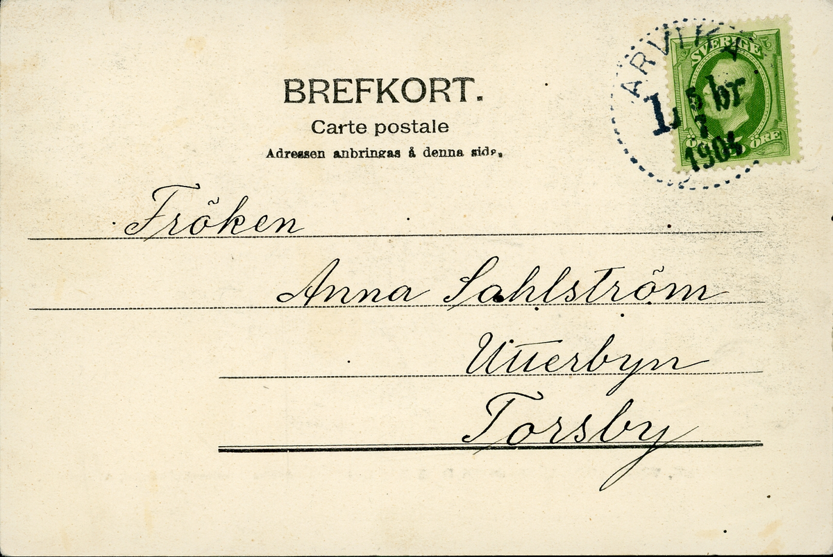 Reproducerat svartvit fotografi förställande Vårfloden den 15 maj 1904, Jösseforsen
Påskrift: Jösseforsen, Vermland. Vårfloden d 15 maj 1904 - Arvika Missionsbokhandel, A. Arnfeldt.
