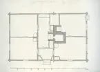 Planritning gjord 30/5,1938 över ett hus på Proviantgatan 11, Kalmar. Huset är numera är rivet.