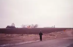 Hööks gård i lågor. Sysslomannagärdet i Växjö, 1959.