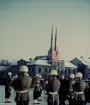 Hedersvakten uppställd på Stortorget i Växjö. Kungabesök, 1960.