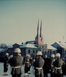 Hedersvakten uppställd på Stortorget i Växjö. Kungabesök, 19