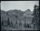 Vy över bergigt landskap och bebyggelse. Colorado, USA.