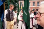 Centerpartiets riksstämma, Växjö 1972. Blekinge distrikt uppställda på Stortorget inför parad.