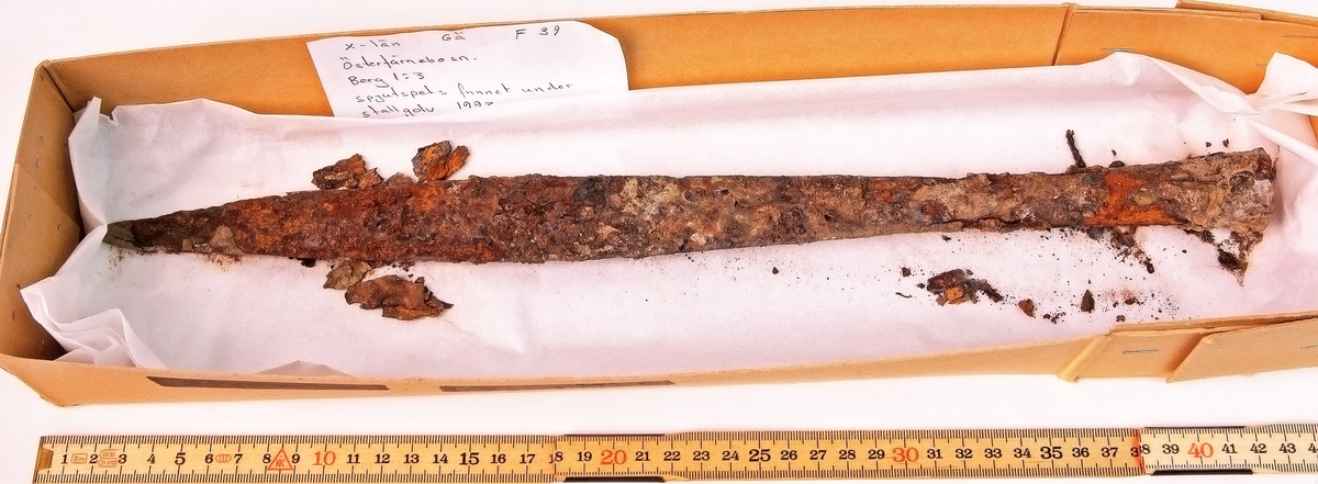 Fynd från arkeologisk undersökning 1993 i Österfärnebo, Berg 1:3
Gravhög.

Fynden består bl.a. av ett svärd, böjt, en spjutspets, ett bronsspänne, brända ben, keramik, slagg och järnfragment.