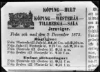 Tågtidtabell från 7 dec 1875.