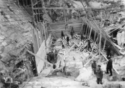 Rjukan I. 258. Mösvand: Murfod for ny dam. 12-4-09.