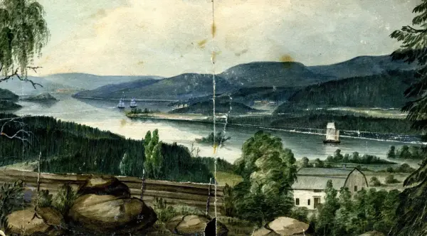 4 st målningar på papper.

1. \"Frök vid Ångermanelfven, Kramfors i fonden, Nylands ..lage? plats, Hammar. Vue vid Para i S:ångl: Råberget i fonden\" (Akvarell, 20,3 X 11,3 cm)
 2. \"Velamsund\" (Akvarell, 15,3 X 10,6 cm)
 3. \"Vue vid Ångermanelfven Para - Multrå\" (Akvarell, 20,2 X 11,2 cm)
 4. Framsida: \"Fanskog i Norrland\". Baksida: En bild av stora byggnader vid vatten. (Akvarell, 20,2 X 11,2 cm)

Elias Sehlstedt, född 8 december 1808 i Härnösand, död 1874 i Stockholm, svensk lyriker.