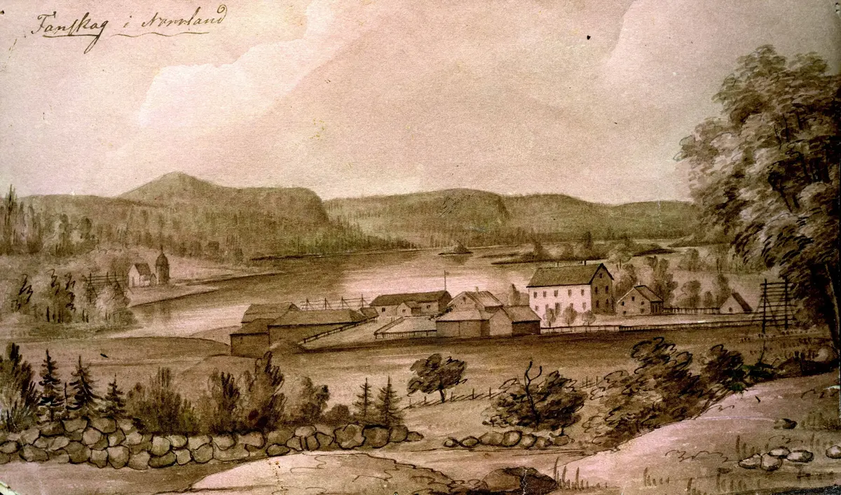 4 st målningar på papper.

1. \"Frök vid Ångermanelfven, Kramfors i fonden, Nylands ..lage? plats, Hammar. Vue vid Para i S:ångl: Råberget i fonden\" (Akvarell, 20,3 X 11,3 cm)
 2. \"Velamsund\" (Akvarell, 15,3 X 10,6 cm)
 3. \"Vue vid Ångermanelfven Para - Multrå\" (Akvarell, 20,2 X 11,2 cm)
 4. Framsida: \"Fanskog i Norrland\". Baksida: En bild av stora byggnader vid vatten. (Akvarell, 20,2 X 11,2 cm)

Elias Sehlstedt, född 8 december 1808 i Härnösand, död 1874 i Stockholm, svensk lyriker.