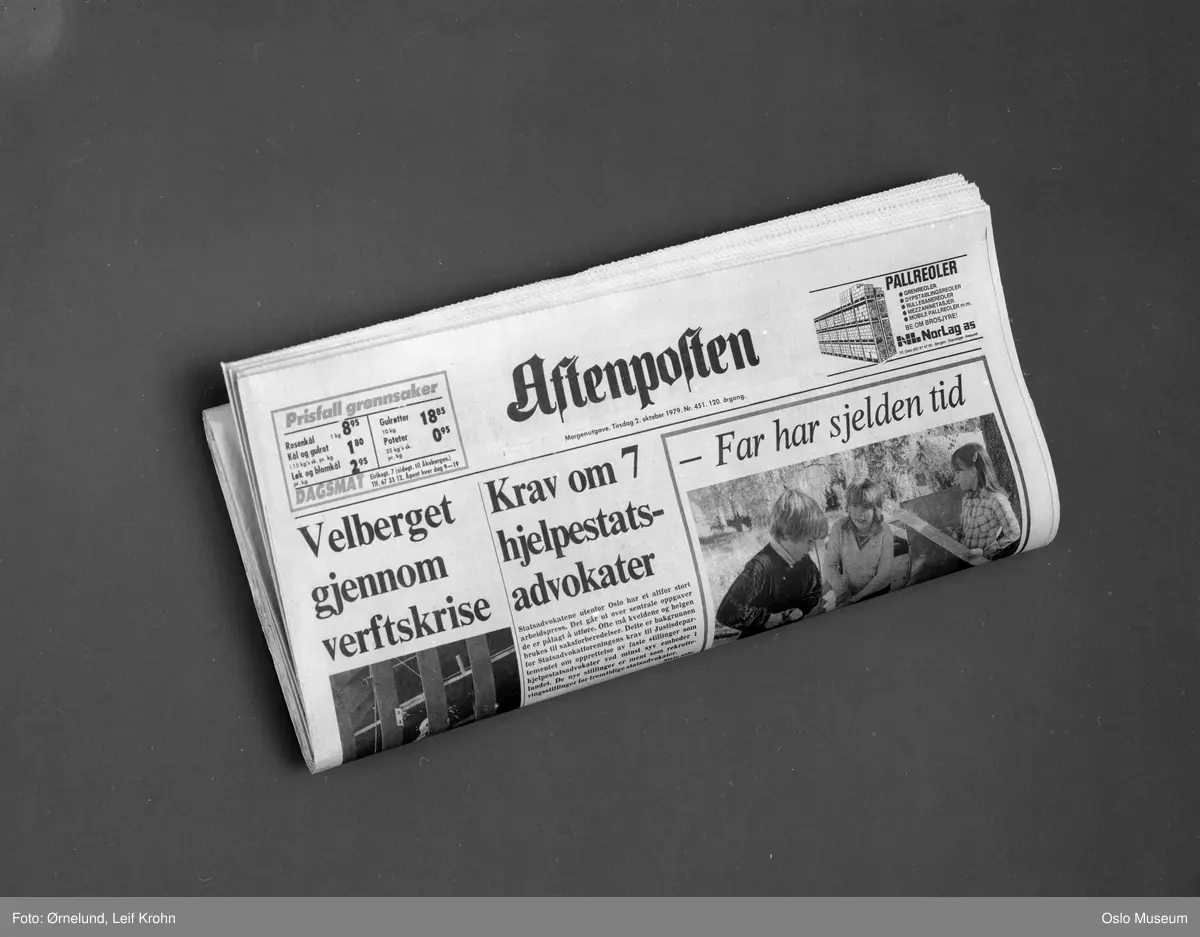 avis, Aftenposten, morgenutgaven tirsdag 2. oktober 1979