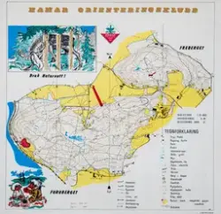 Orienteringskart utgitt av Hamar Orienteringsklubb. Områdene