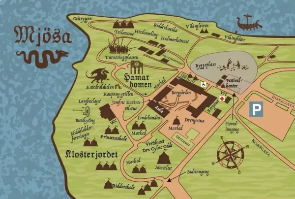 Et kart over festivalområdet