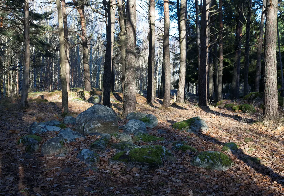 Hallunda gårds forntida gravfält. -Stockholms läns museum / DigitaltMuseum
