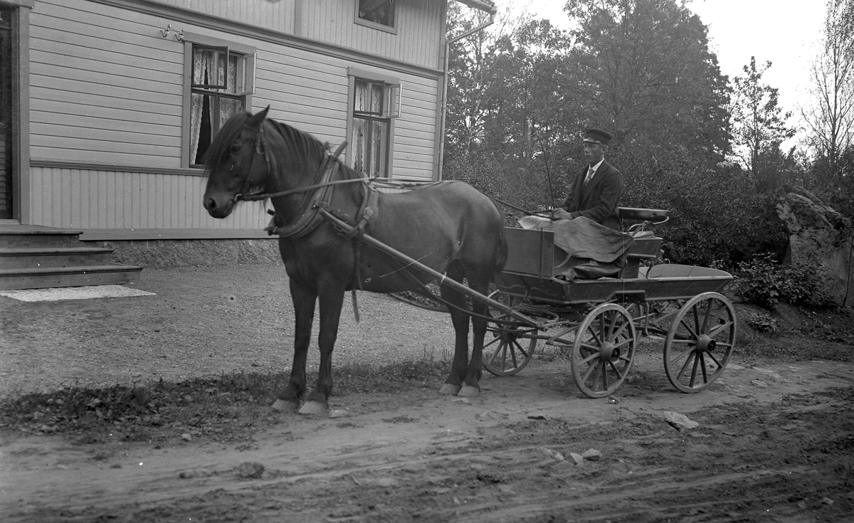 Åkare Larsson med häst och vagn