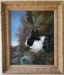 Kanin i skogsmark [Målning]