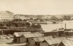 Hamar, kanalen nedenfor Stortorget, utsalg salgsboder i forg