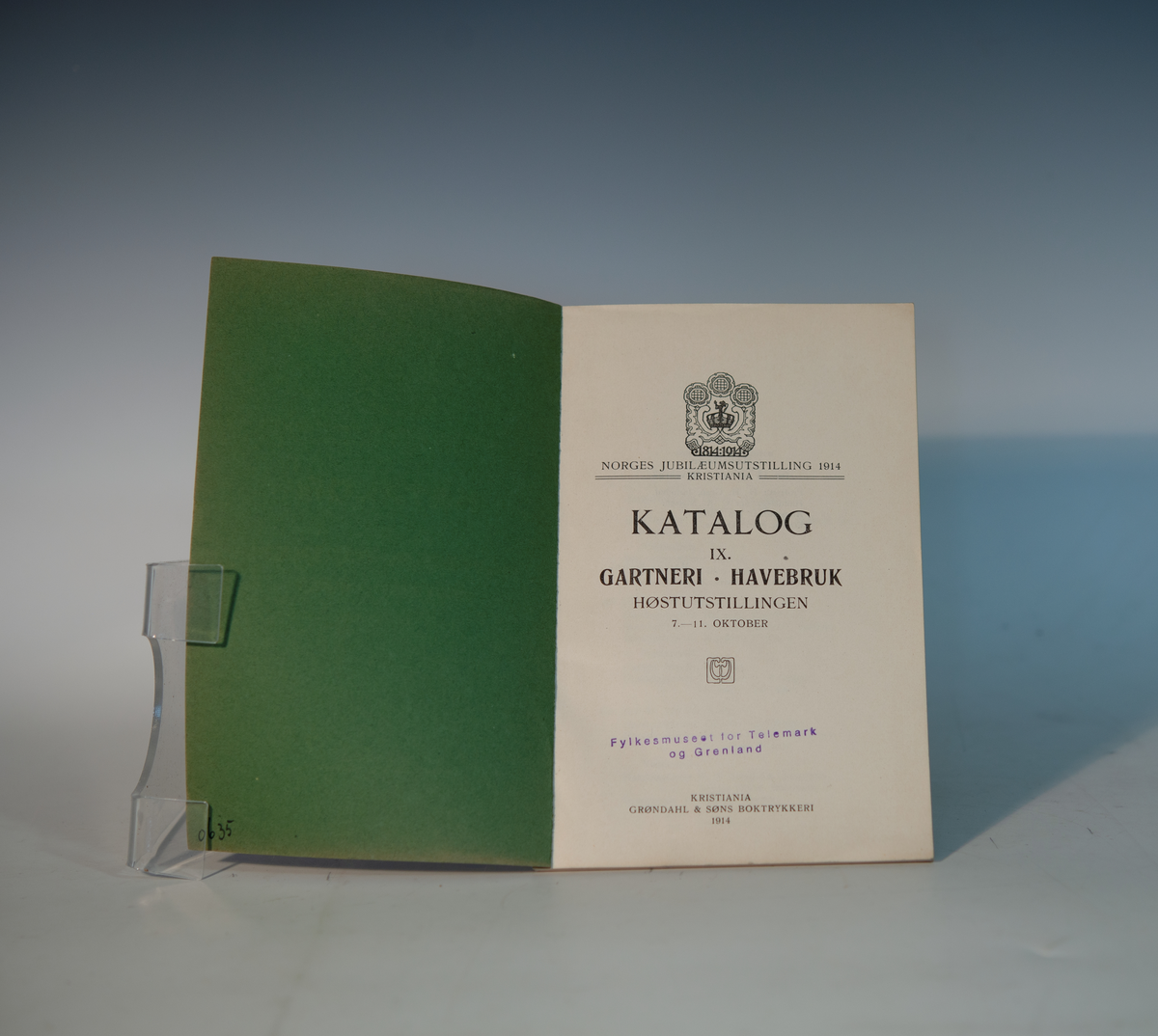 Prot: Katalog over havebruk, Norges Jubileumsutst. 1914. IX. Katalog over Havebruk-Gartneri. Kr.a. 1914.