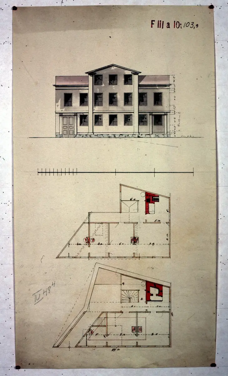 Masthuggsregleringen och utstakningen. Bl.a. Byggnadsritning och planer.
