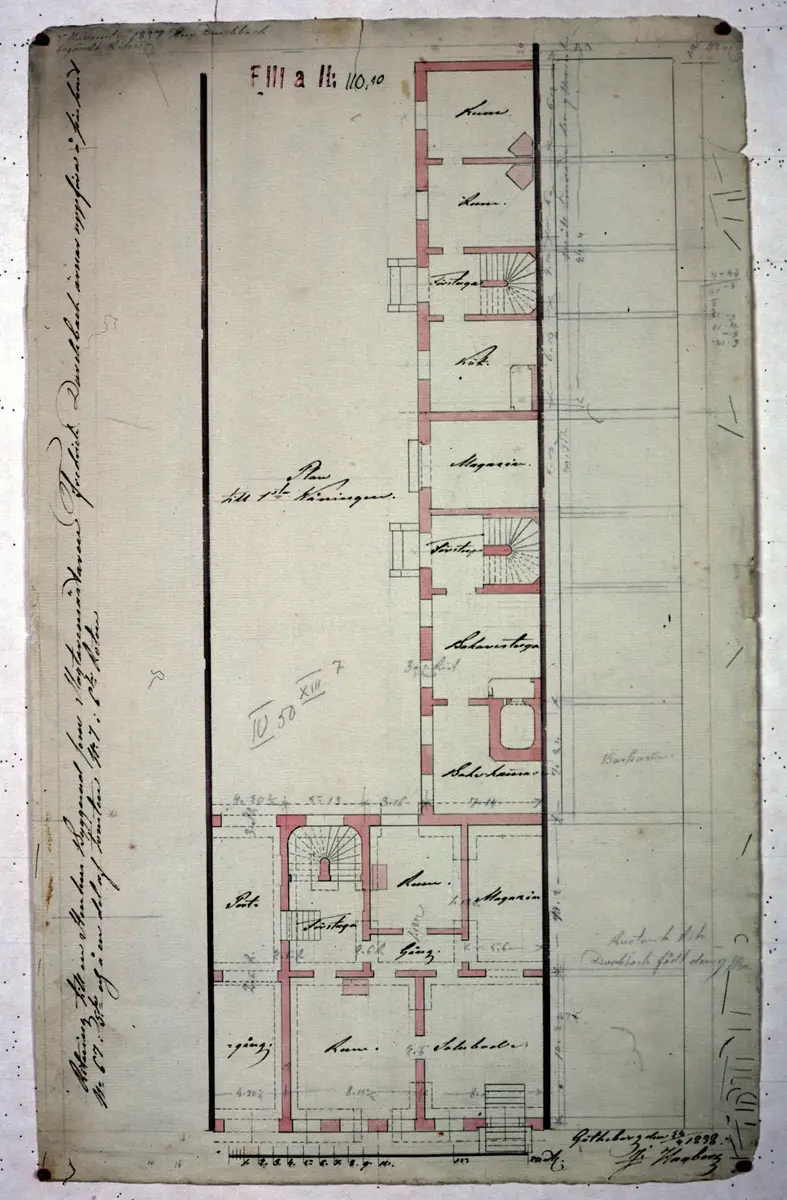 Stenhusbyggnad som slaktaremästaren Detlof Friedrich Durchbach ämnar låta uppföra på sin tomt.