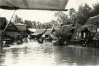 Marknad vid flod, nära Bangkok. 
Thailand, 1938.