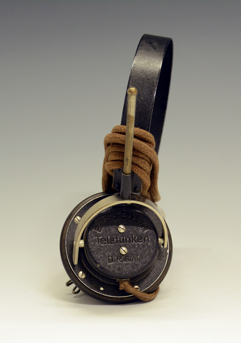 Høretelefoner med bøyle, for krystallapparat (radio).