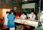 Fabrik, interiör. Cricket do Brazil Amazonas. 
Brasilien, 1988.