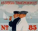 Etikett för cigarrmärket Bagge nr 85 tillverkad av A-B Svenska Tobaksmonopolet.