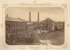 Fabriksbyggnader, Jönköpings tändsticksfabrik. Industriområde. Fabriksarbetare.
Tillverkning 1900-1930-talet.