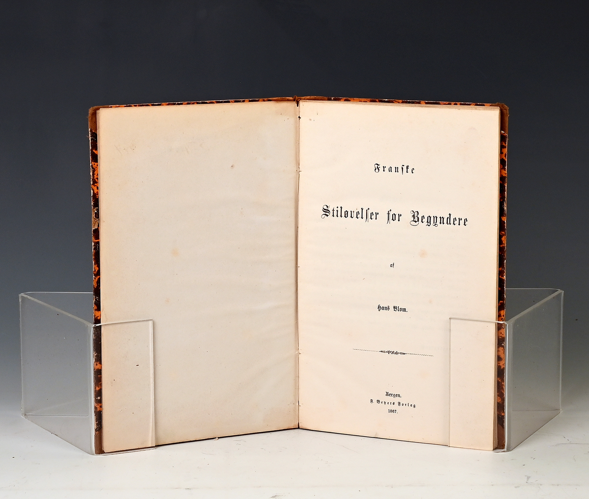 Blom, Hans. Franske Stiløvelser for begyndere. Bergen 1867.