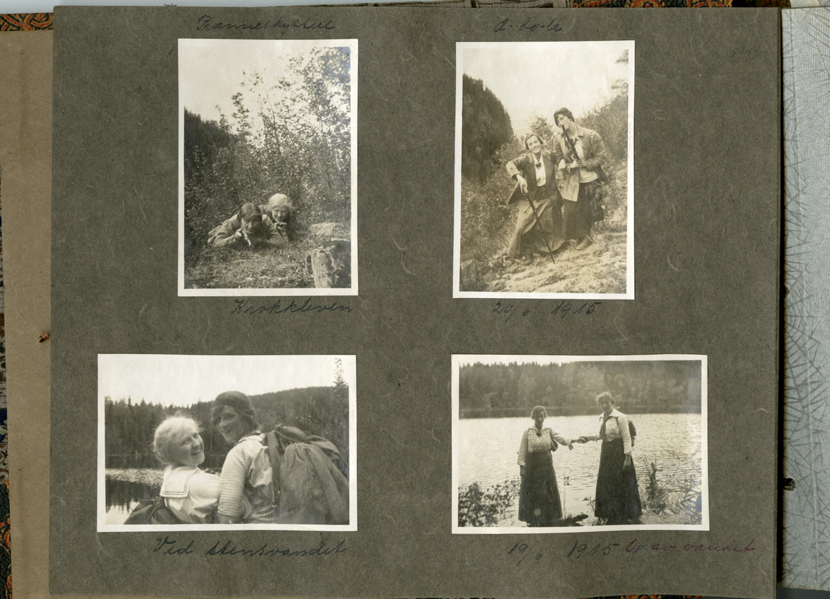 Album som inneholder flere foto antagelig tatt av kvinnelig amatørfotograf. Motivene er hennes veninner og antagelig familie, tatt på 1910-tallet