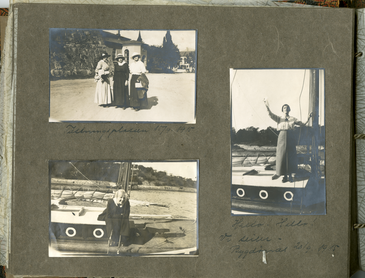 Album som inneholder flere foto antagelig tatt av kvinnelig amatørfotograf. Motivene er hennes veninner og antagelig familie, tatt på 1910-tallet